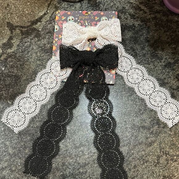 Piper Accessories - Piper Black and White Lace Hair Bows